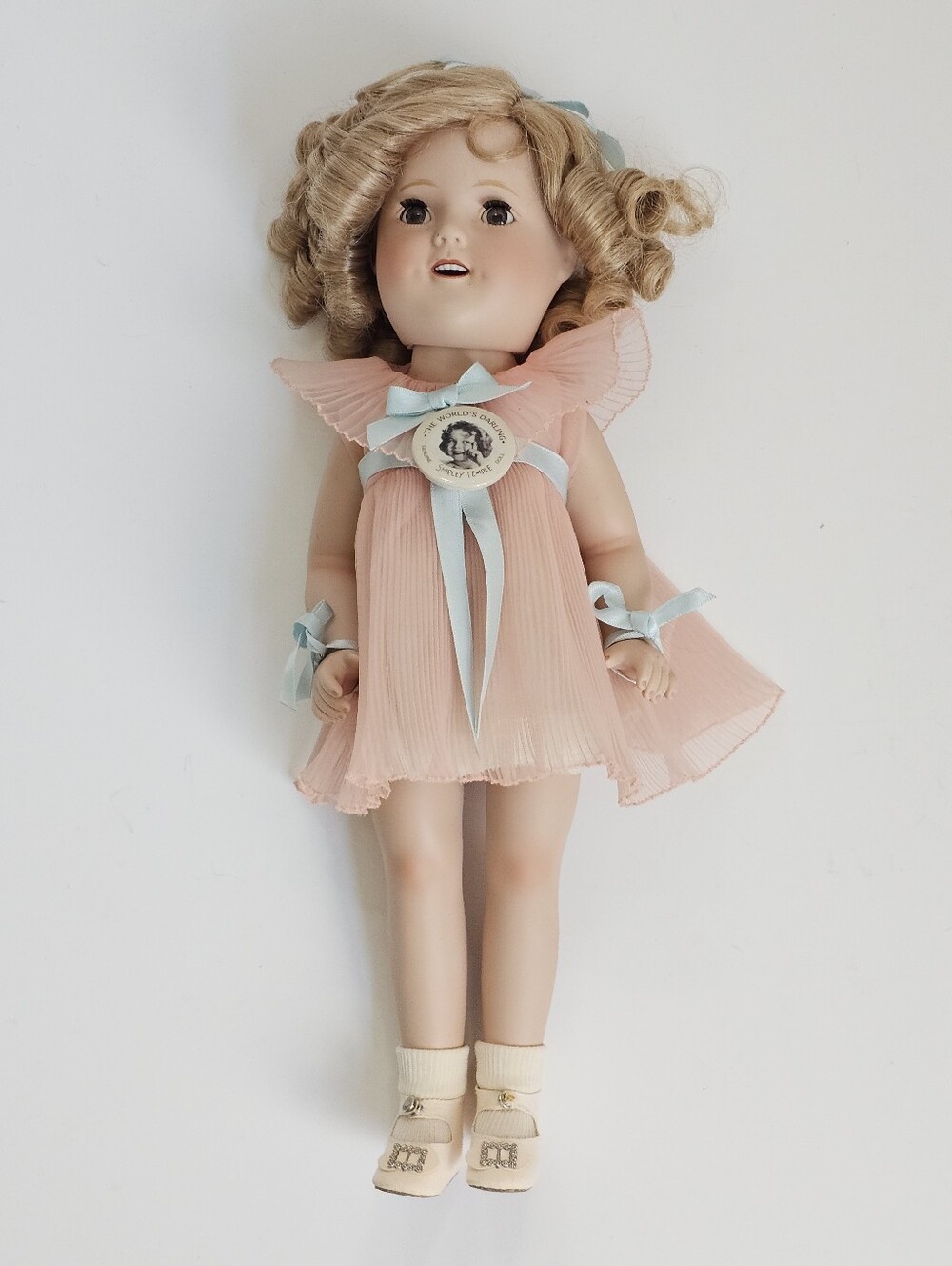 Danbury Mint Shirley Temple "The Worlds Darling" Porcelain Doll - Pink Dress